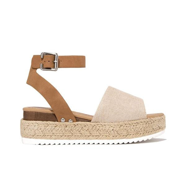 Burlap Espadrille Platform Sandals