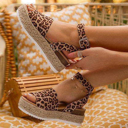 Burlap Espadrille Platform Sandals