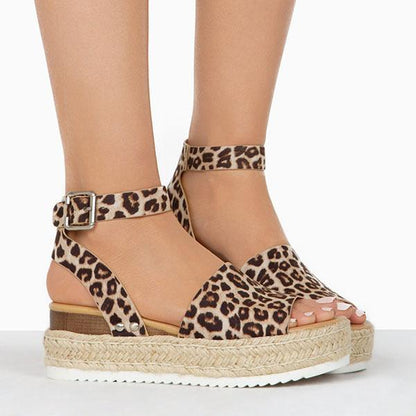 Burlap Espadrille Platform Sandals
