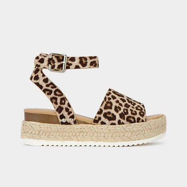 Burlap Espadrille Platform Sandals