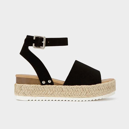Burlap Espadrille Platform Sandals