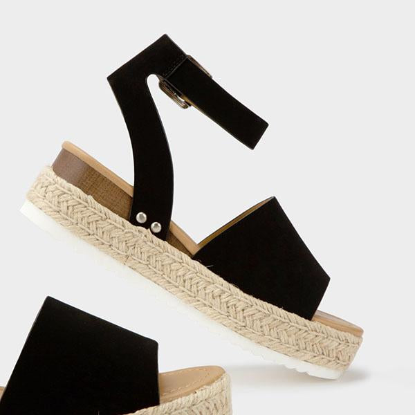 Burlap Espadrille Platform Sandals