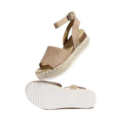 Burlap Espadrille Platform Sandals