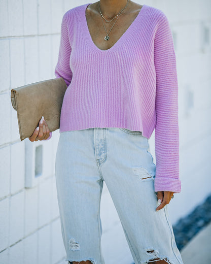Basin Cropped Knit Sweater - Lavender