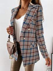 Blazers Lapel Check Pocket Button Blazer