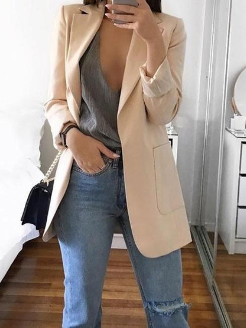 Blazers Lapel Slim Pocket Temperament Blazer