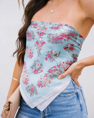 Blossom Satin Versatile Scarf - Blue
