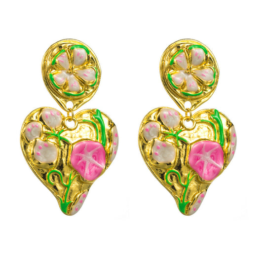 Vintage Leaf Petals Drop Earrings