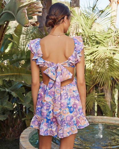Changing Tide Floral Ruffle Cutout Romper