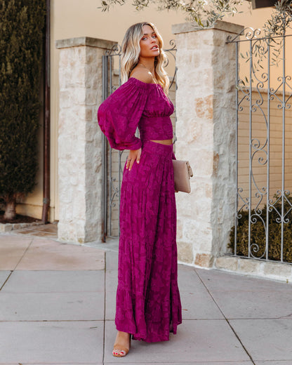 Cambry Textured Off The Shoulder Blouse - Magenta