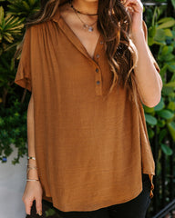 Chance Collared Woven Top - Camel