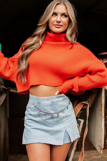 Pamela Turtleneck Crop Sweater (Orange)