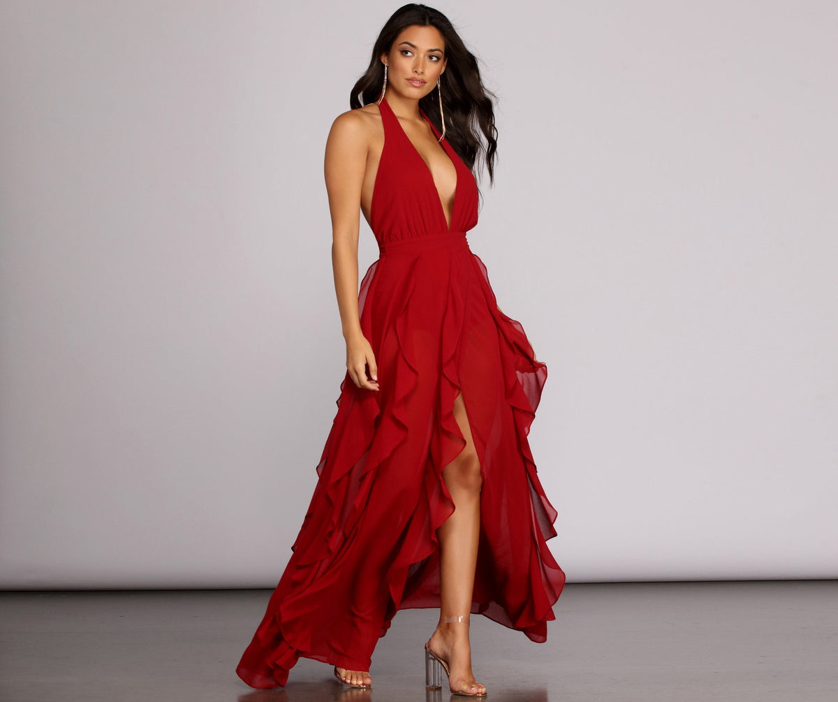 Delena Formal Chiffon Tendril Dress
