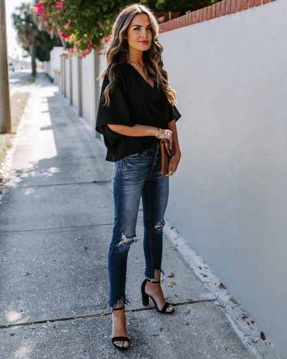 Elton Drape Blouse - Black