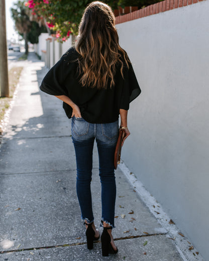 Elton Drape Blouse - Black