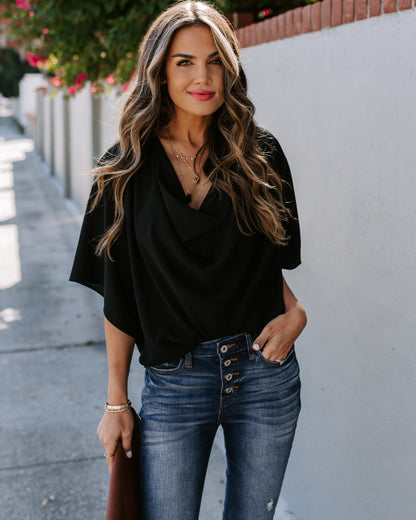 Elton Drape Blouse - Black