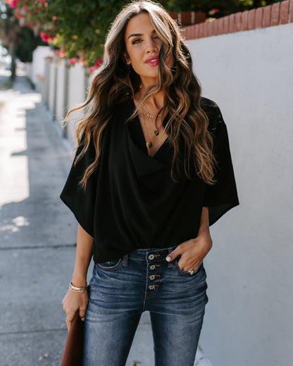 Elton Drape Blouse - Black