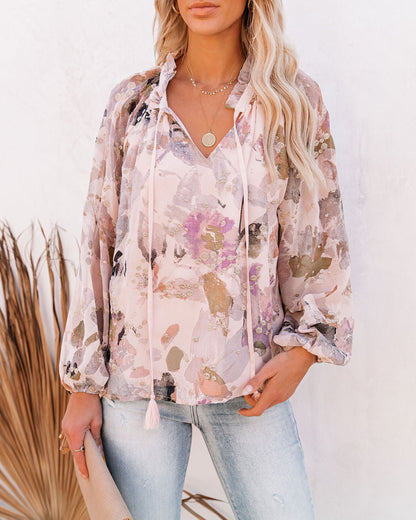 English Garden Embroidered Metallic Blouse