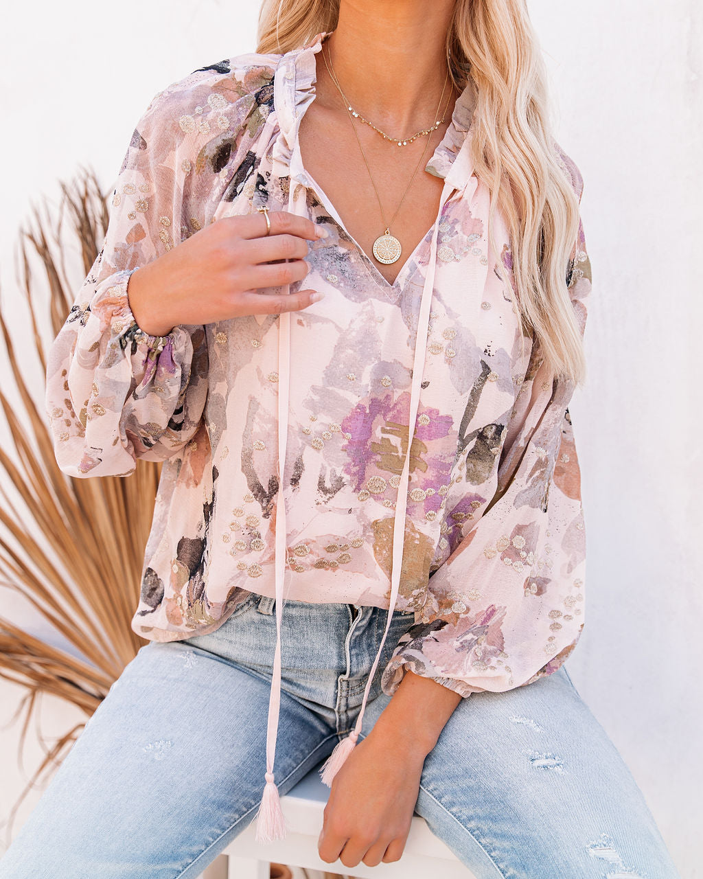 English Garden Embroidered Metallic Blouse