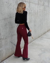 Barker High Rise Stretch Frayed Flare Jeans - Wine