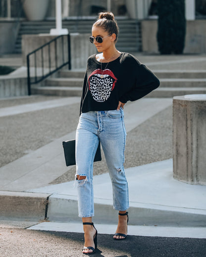 Feline Frisky Cropped Knit Top