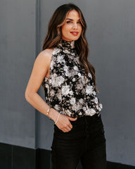 Find A Way Textured Floral Blouse - Black