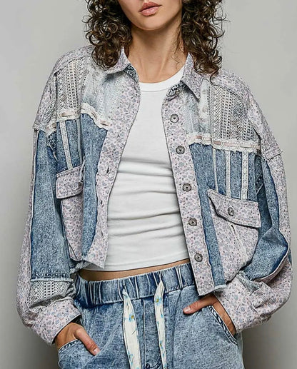 Vintage Cotton Candy & Lace Jacket (DENIM)