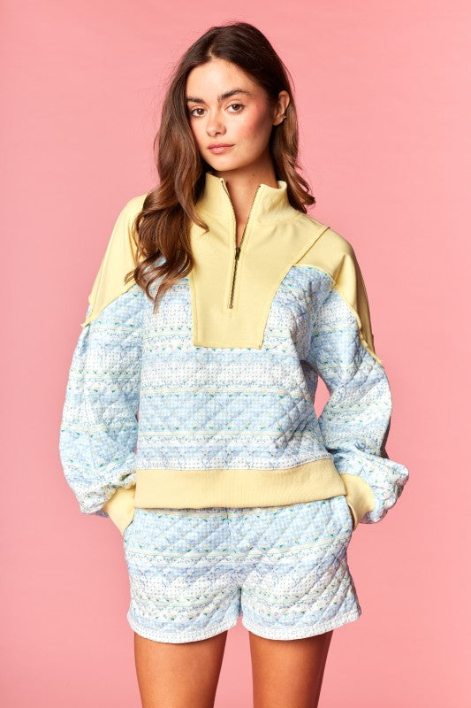 Limoncello Quilted Half Zip Set