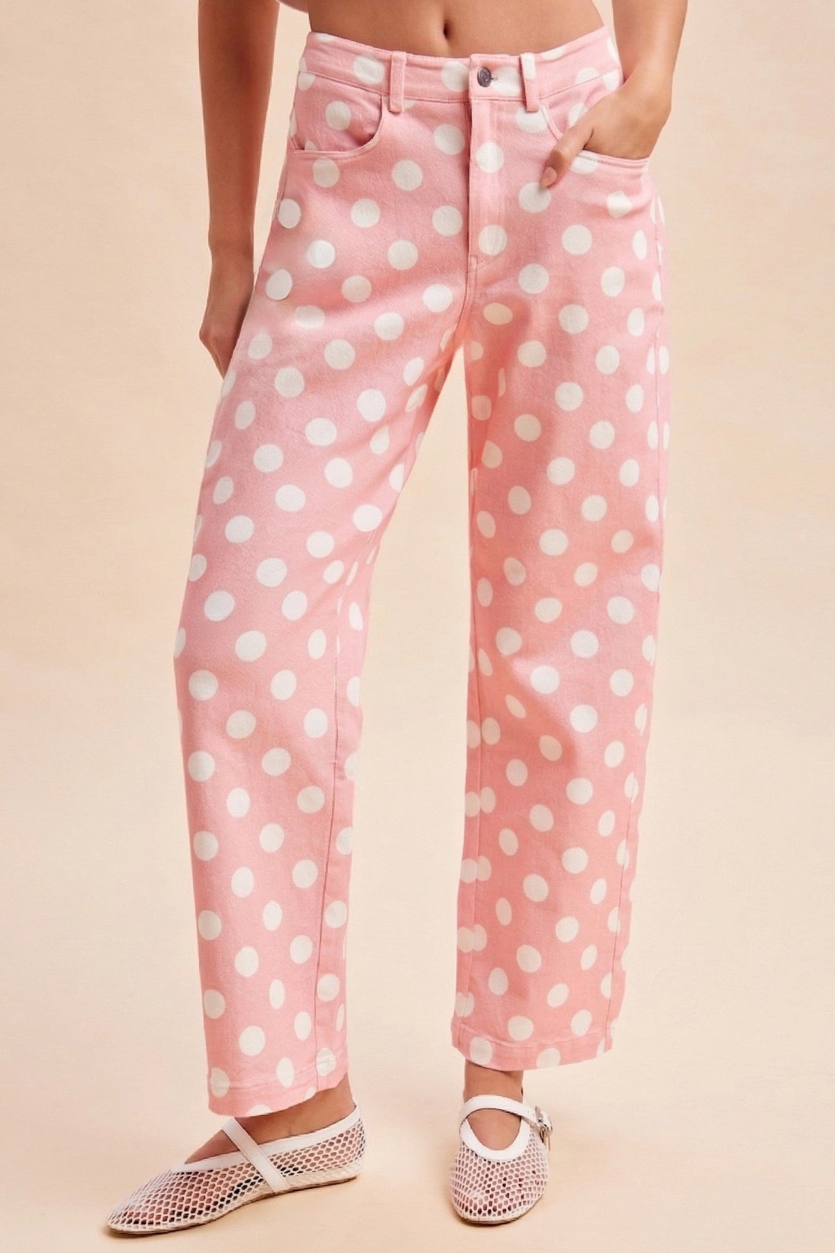 Pink Palm Dot Jeans (can’t restock)