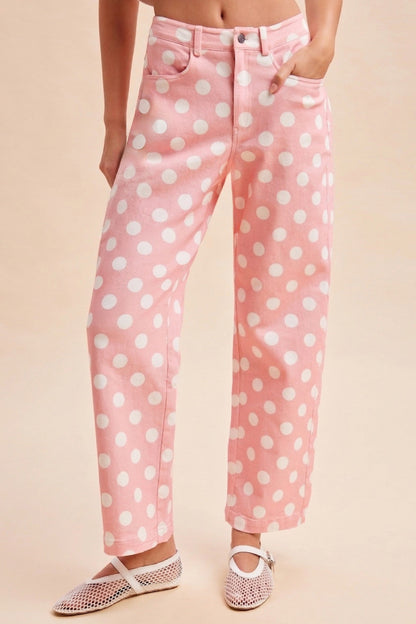 Pink Palm Dot Jeans (can’t restock)