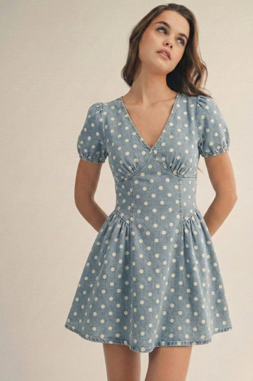 Denim Belle Puff Sleeve Dress (secret access)