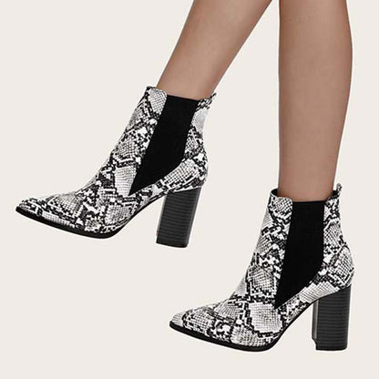 Chunky Heel Chelsea Booties Pointy Toe Western Ankle Boots