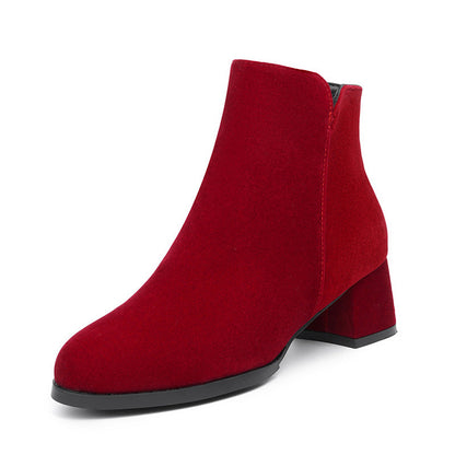 Elegant Slip On Chunky Heel Ankle Boots