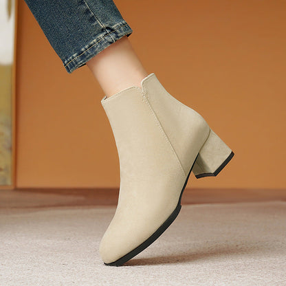 Elegant Slip On Chunky Heel Ankle Boots