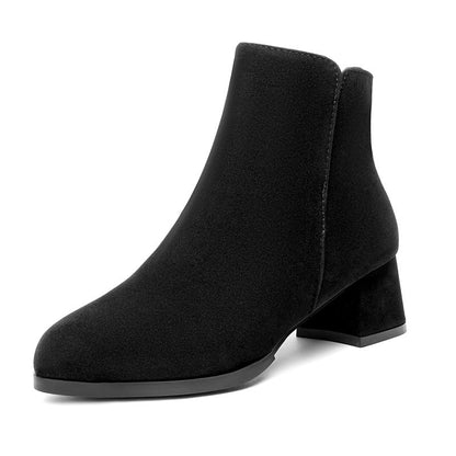 Elegant Slip On Chunky Heel Ankle Boots