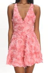Lavalle Criss-Cross Embellished Mini Dress Pink