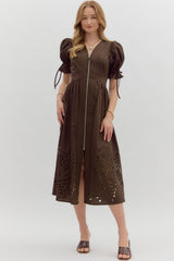 Whitney Puff Sleeve Midi Dress
