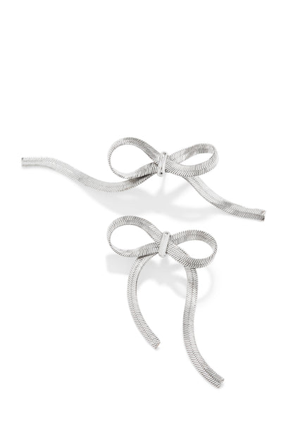 Cari Bow Tie Statement Earring - Silver
